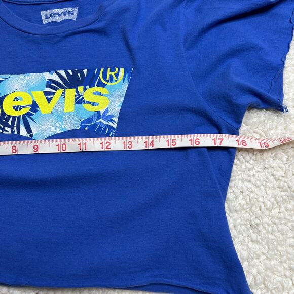Levi's Blue Cropped Tee Small - Picture 3 of 5